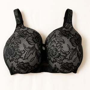 Cacique 42H Black Lace Full Coverage Bra Plus Size Support Luxecore